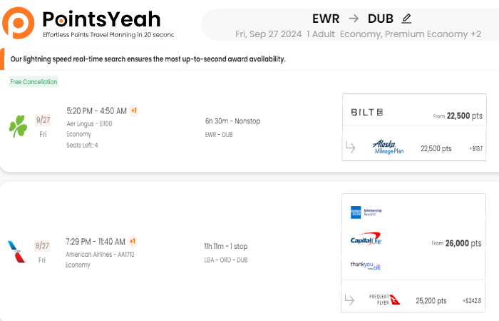 1. Help you Comparing Cash and Points rates